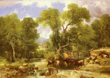 Thomas Sidney Cooper Painting - Un Ford arbolado animales de granja ganado Thomas Sidney Cooper